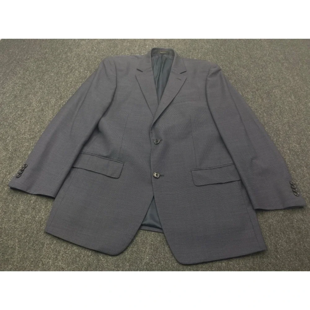 Unbranded Blazer Mens 42R Navy Blue Micro Check Two Button Notch Lapel Jacket
